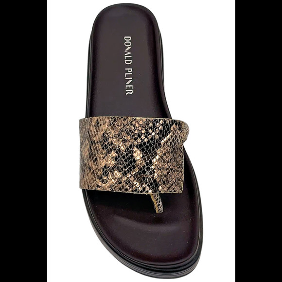 Donald Pliner Women's Fifi Python Print Padded Wedge Sandal Natural - Medium - Picture 2 of 3